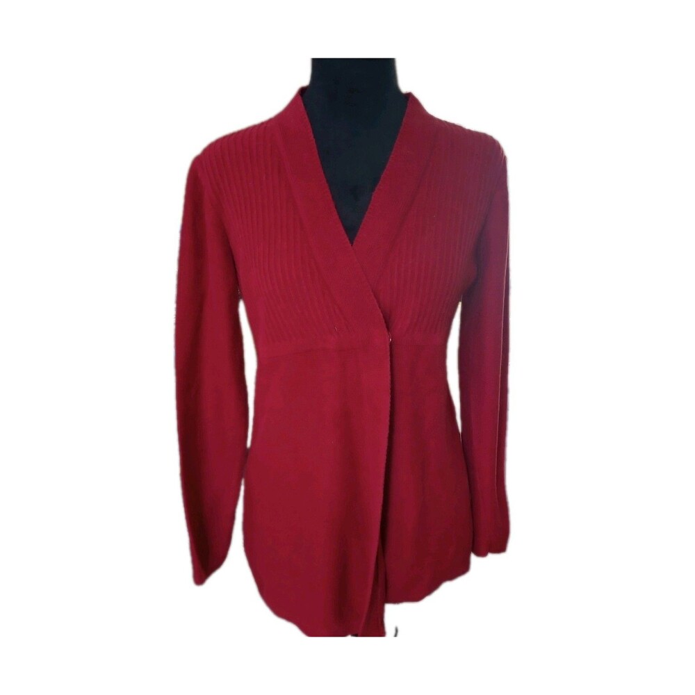 Talbots Petites Women's S Cotton/Alpaca Blend  Red Knit Cardigan, Vtg.